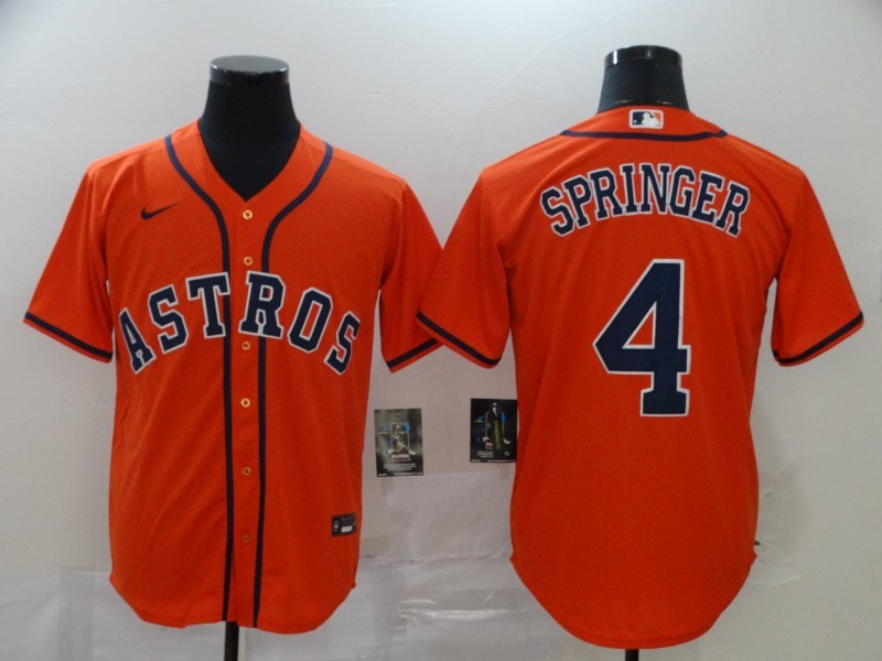 Men's Houston Astros George Springer #4 Orange Baseball Jersey